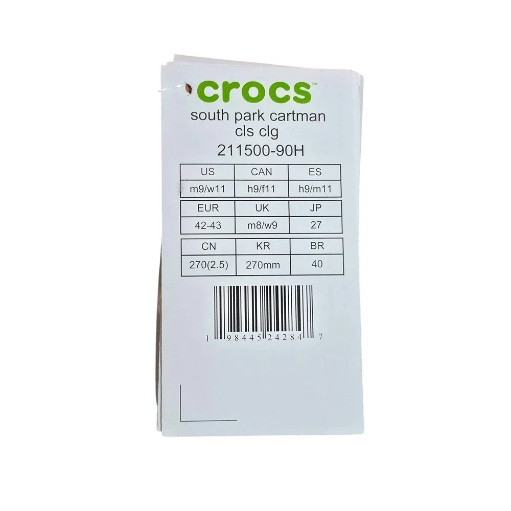 Crocs South Park Eric Cartman Classic‎ Clogs Size Men's 9 Women's 11 211500-90H